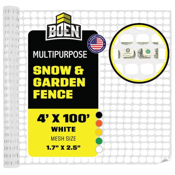 4 ft. x 100 ft. White Construction Snow/Safety Barrier Fence