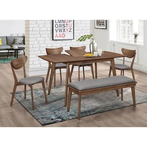 Alfredo 6-piece Natural Walnut and Gray Dining Room Set