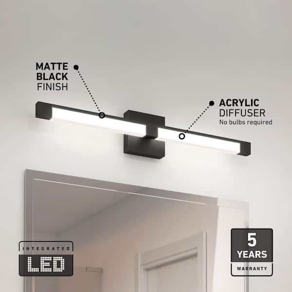 Artika Tivoli 27 in. 1-Light Matte Black Modern Integrated LED Vanity Light  Bar for Bathroom VAN-TROC-HD2BL - The Home Depot