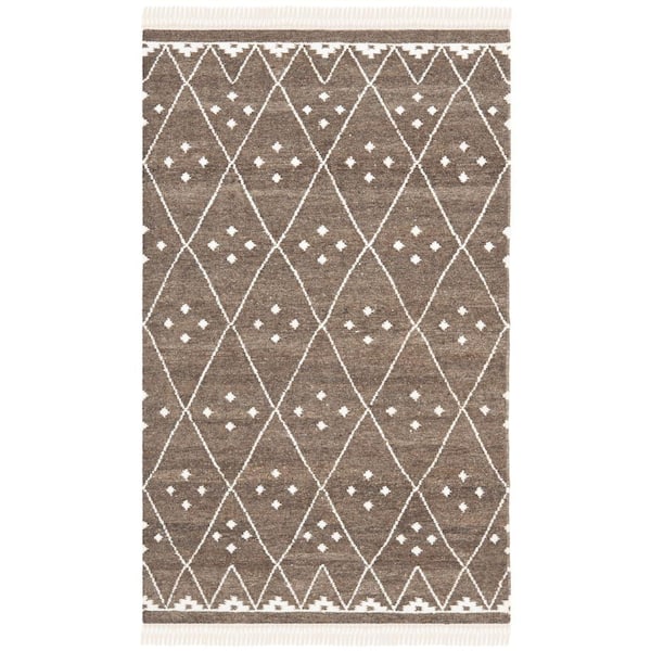 SAFAVIEH Natural Kilim Brown/Ivory 4 ft. x 6 ft. Geometric Area Rug