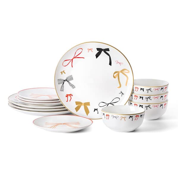 Rosie 12-Piece Multicolored Porcelain Full Set (Service for 4)