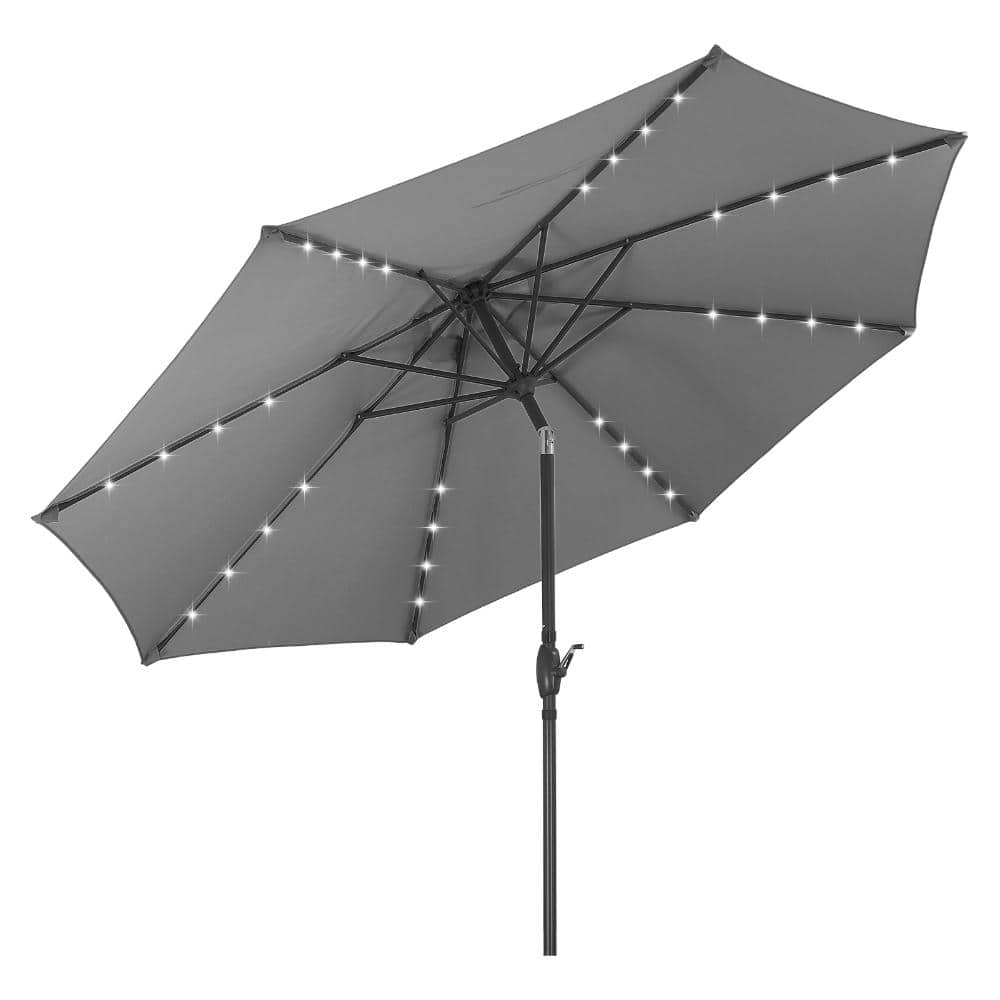 10 ft. Steel Market Solar LED Tilt Patio Umbrella in Gray with Crank price history on PriceWatchPro