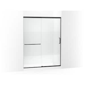 Elate Tall 56-60 in. W x 76 in. H Sliding Frameless Shower Door in Matte Black with Crystal Clear Glass