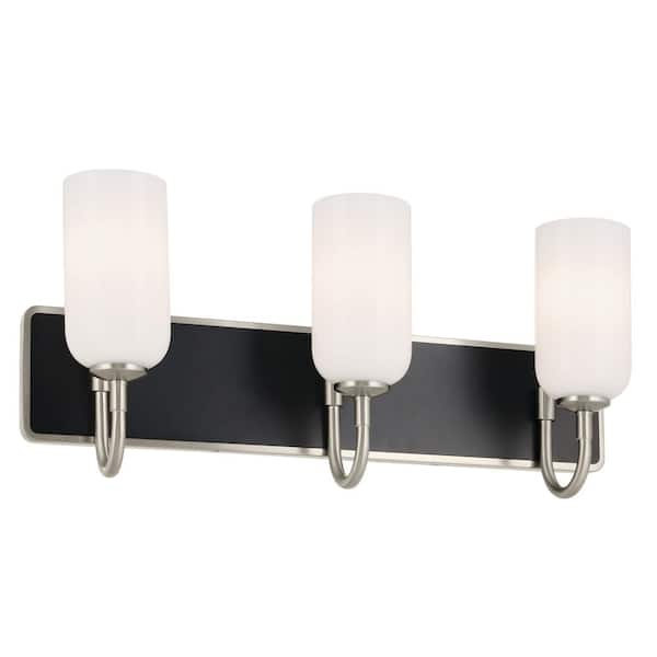 KICHLER Solia 24 in. 3Light Brushed Nickel with Black Modern Bathroom