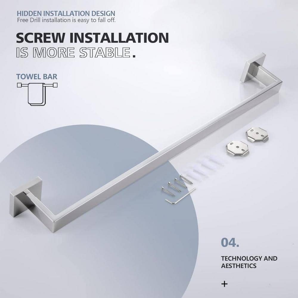 20-Inch Polished Chrome Stainless Steel Wall Mounted Towel Bar