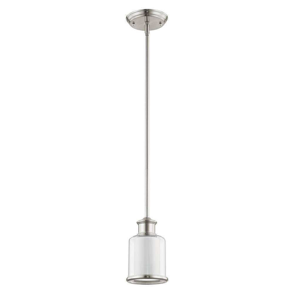 Elegant Brushed Nickel Mini Pendant with Double-Shaded Handcrafted Glass