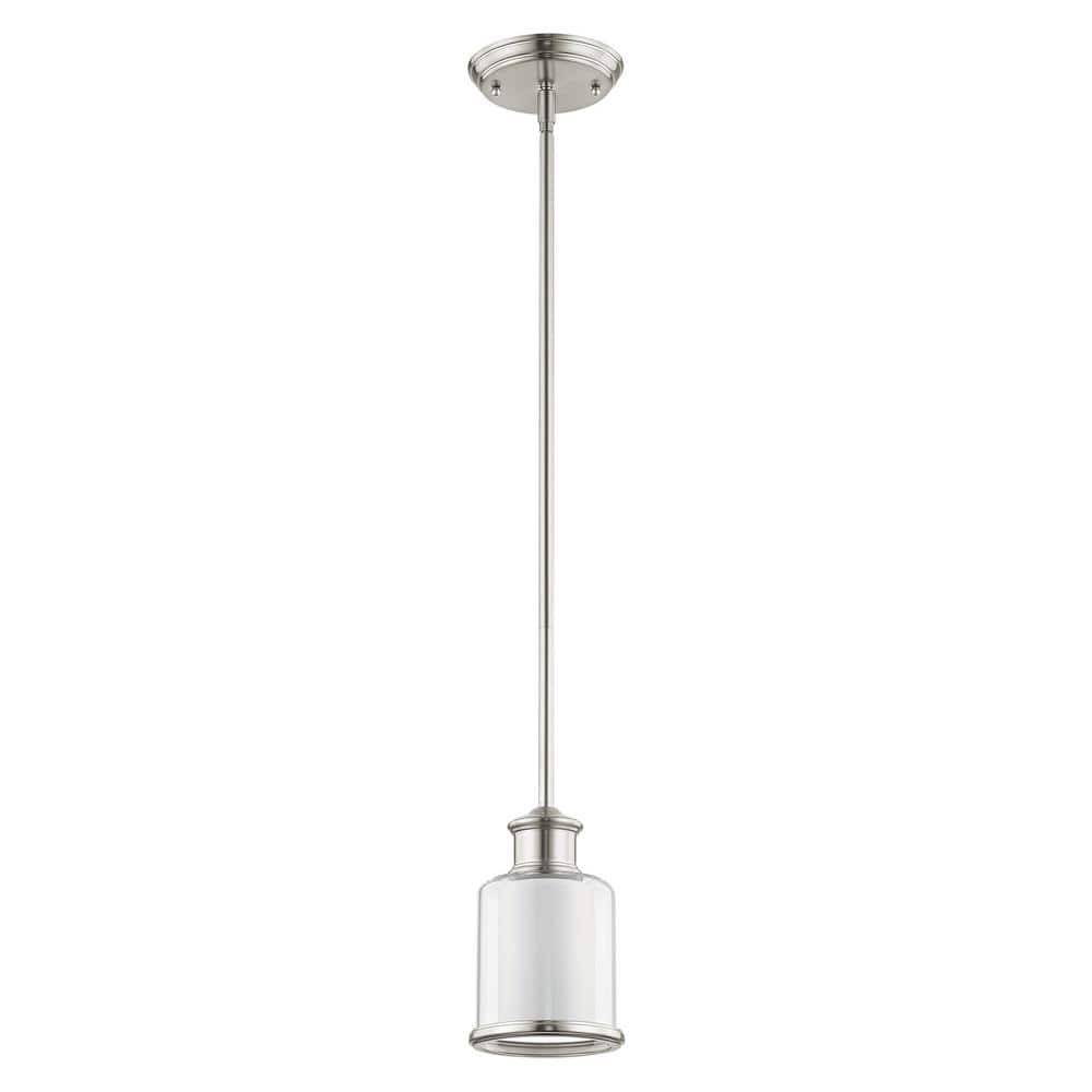 Elegant Brushed Nickel Mini Pendant with Double-Shaded Handcrafted Glass