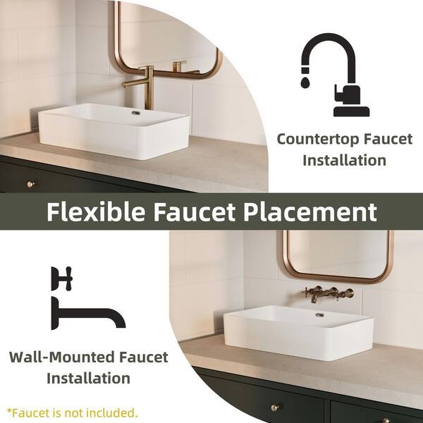 Los Flexi 24 in. x 15 in. Rectangular Vessel Sink with Overflow