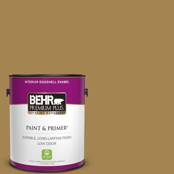 BEHR PREMIUM PLUS 1 gal. #330F-6 Bristle Grass Eggshell Enamel Low Odor Interior Paint & Primer