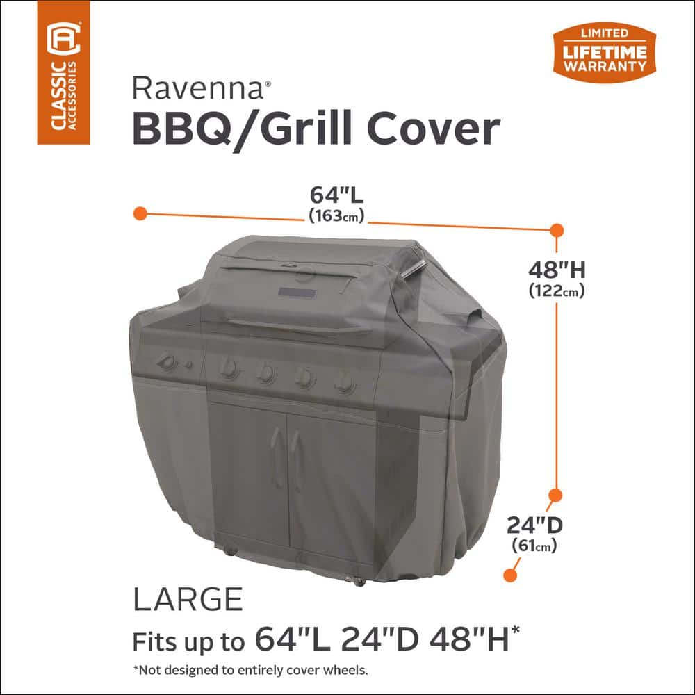 Ravenna Gray Water-Resistant Large BBQ Grill Cover
