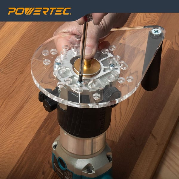 POWERTEC Offset Base Plate w/Handle and Screws for Trim Routers