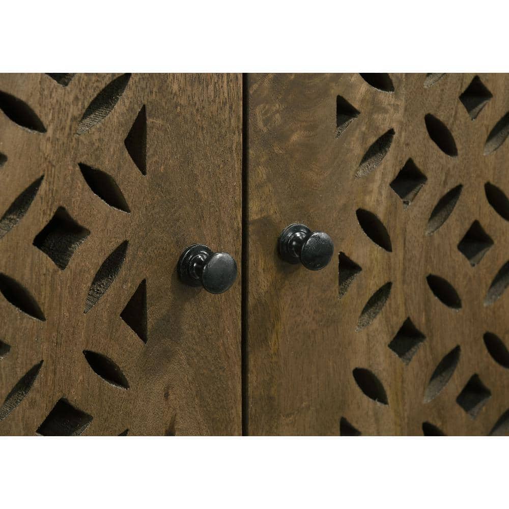 Zaria Brown Mango Wood Rustic Accent Cabinet