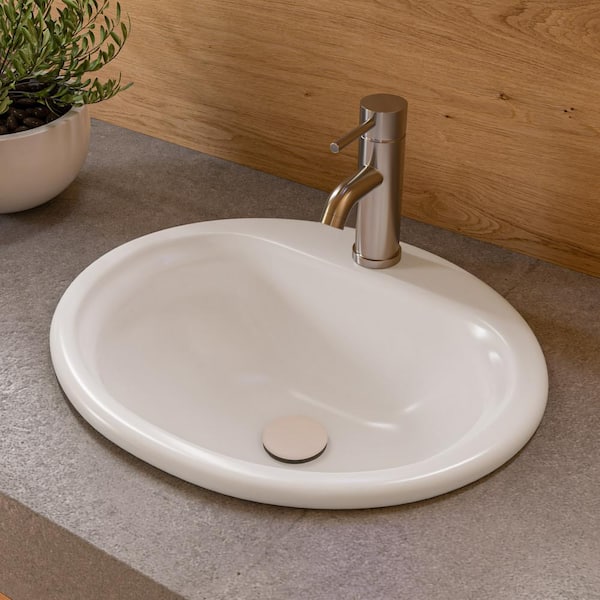 Alfi Brand AB8056-W Ceramic Mushroom Top Pop Up Drain for Sinks with Overflow, White