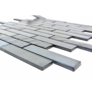 Landscape Blue Gray Brick Mosaic 12.25 in. x 12.25 in. Translucent Glass Wall & Pool Tile (12.48 Sq. Ft./Sheet)