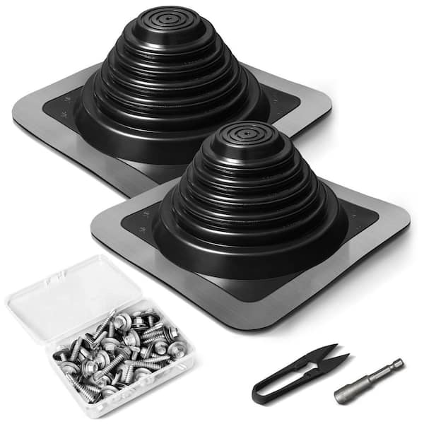 8 in. x 8 in. x 4 in. Metal Roof Vents Pipe Flashing, Houses Fit Pipe Od Epdm Flexible Roof Jacks for Roofing, 2 Pcs