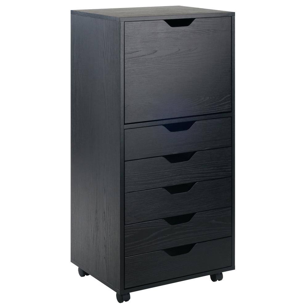 Halifax Black 5-Drawer Mobile High Cabinet