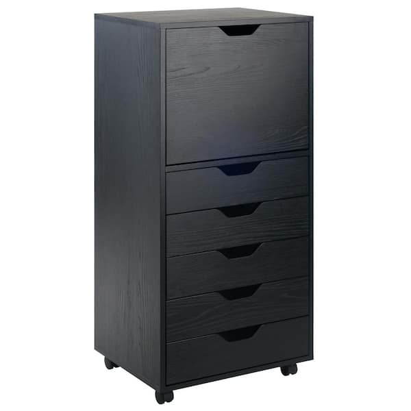 Unbranded Halifax Black 5-Drawer Mobile High Cabinet