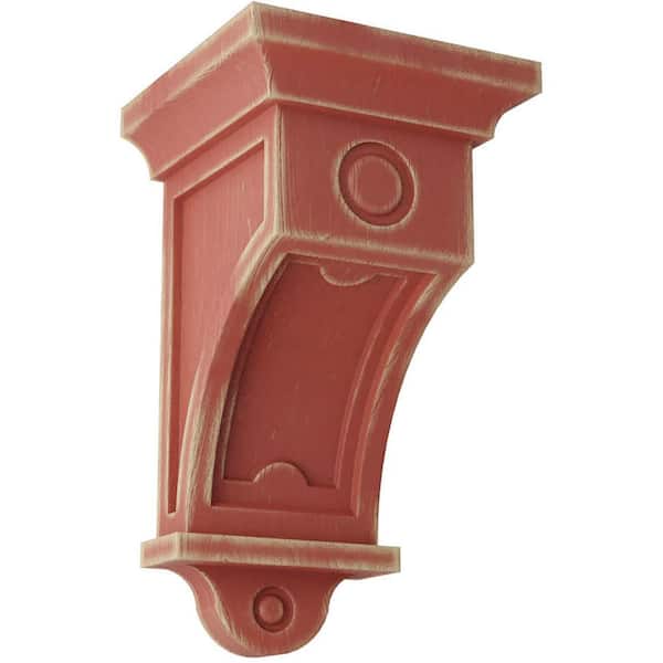 Ekena Millwork 5 in. x 9 in. x 5 in. Salvage Red Arts and Crafts Wood Vintage Decor Corbel