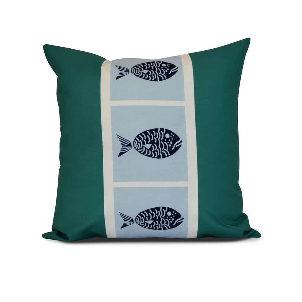 Fish Chips Animal Print Throw Pillow in Green
