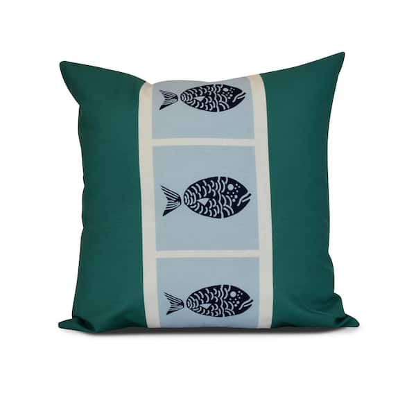 Unbranded Fish Chips Animal Print Throw Pillow in Green