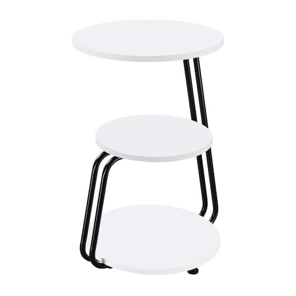 Coaster Hilly 18.25 in. White and Black 3-tier Wood Round End Table