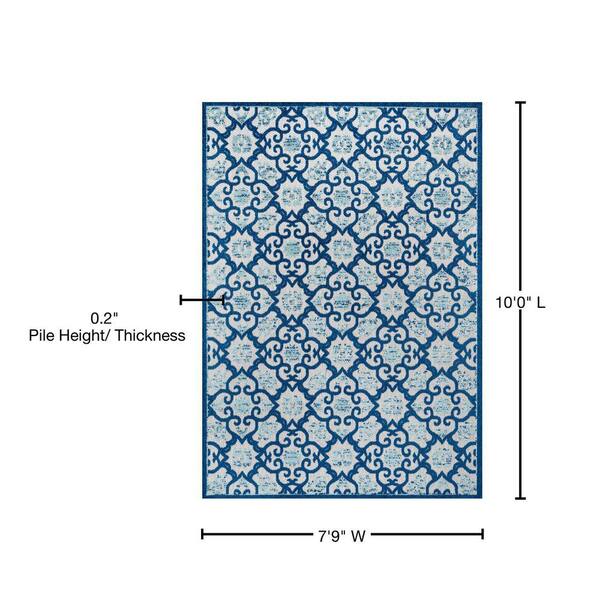 Jonathan Y Gallia Tile Trellis High-Low Light Gray/Blue 8 ft. x 10 ft. Indoor/Outdoor Area Rug