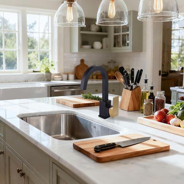 Single Handle Stainless Steel Bar Faucet Deckplate Not Included in Gold and Black