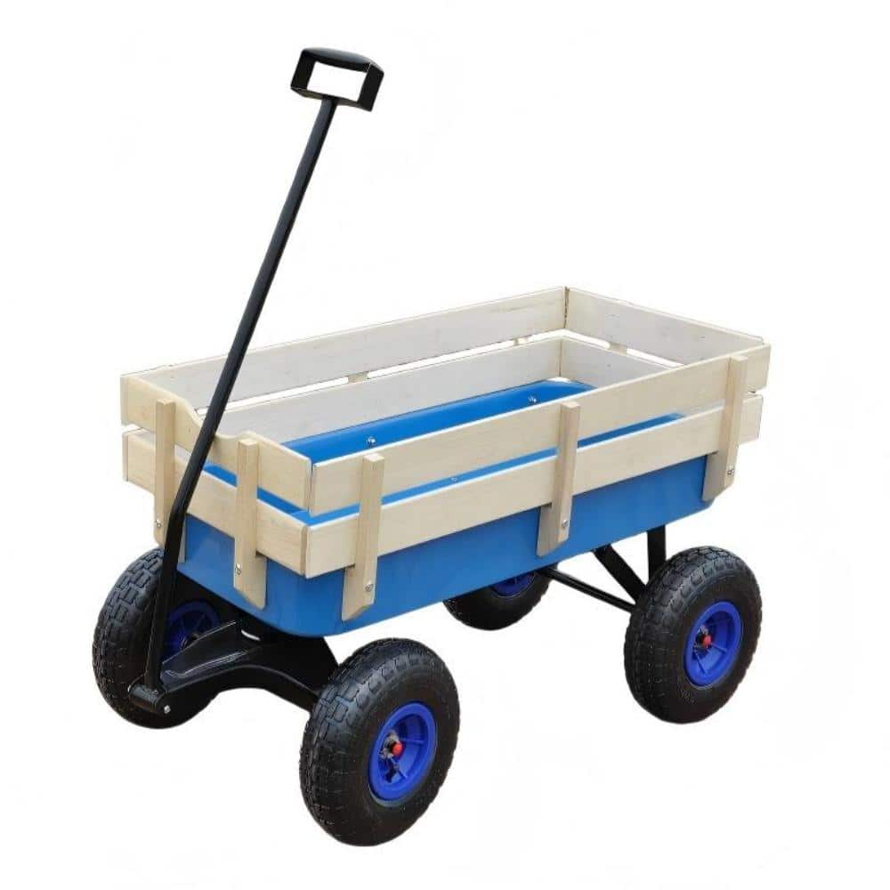 Outdoor Wagon All Terrain Pulling Wood Railing Air Tires Garden Cart price history on PriceWatchPro