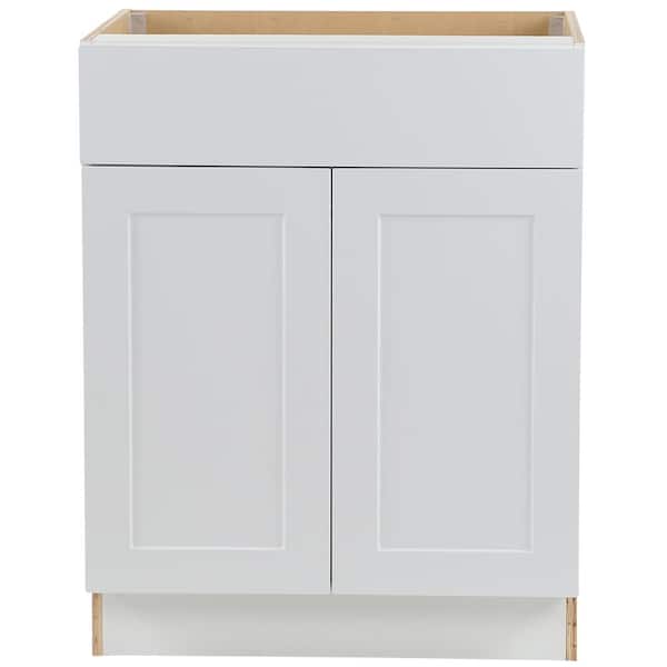 Hampton Bay Cambridge White Shaker Assembled Plywood Base Cabinet w/ Soft Close Full Extension Drawer (27 in. W x 24.5 in. D)