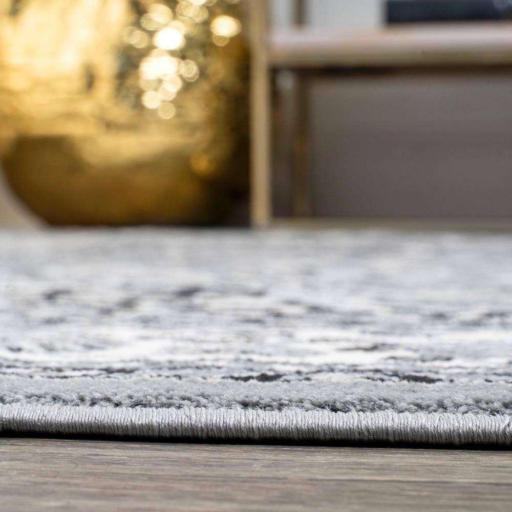 Modern Persian-Style Medallion 2'x10' Area Rug in Gray and Cream