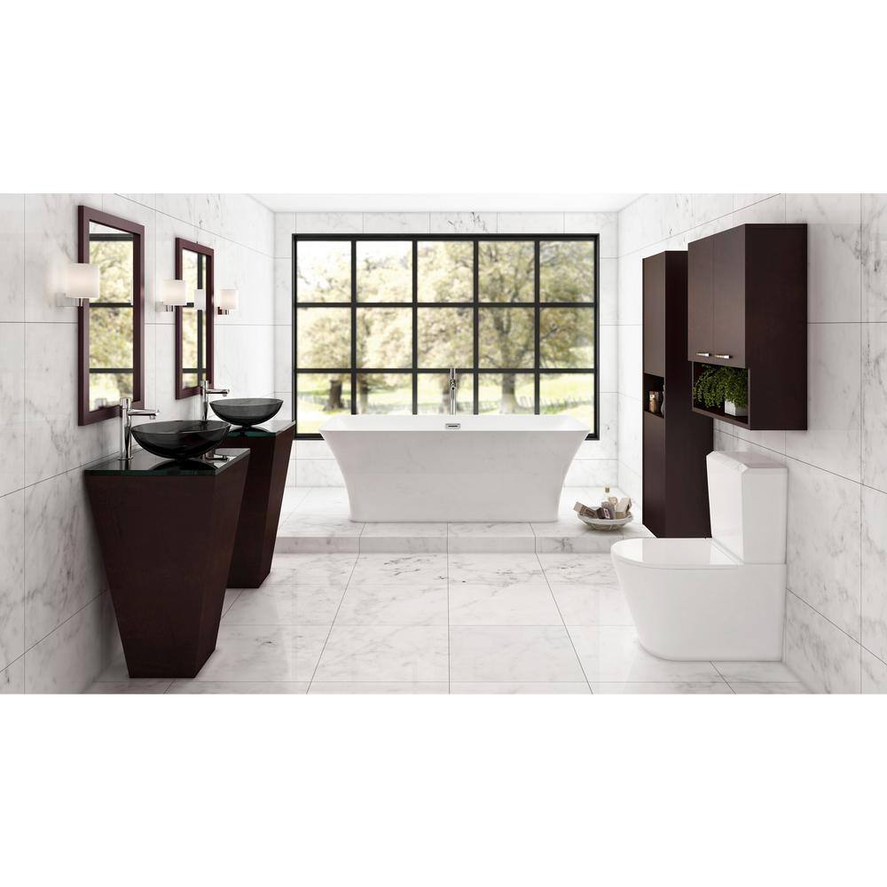 Tiffany 67'' White Acrylic Freestanding Soaking Bathtub with Chrome Faucet