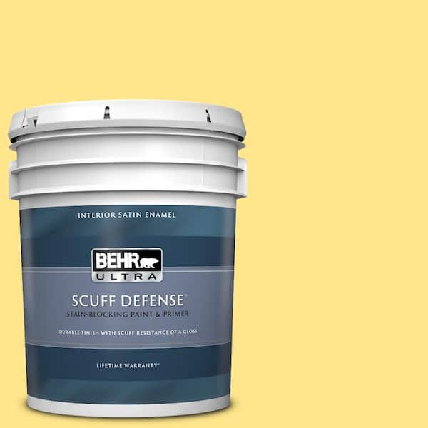 BEHR ULTRA 5 gal. #370A-3 Bicycle Yellow Extra Durable Satin Enamel Interior Paint & Primer