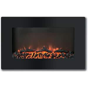 Callisto 30 in. Wall-Mount Electronic Fireplace with Flat-Panel and Realistic Logs in Black