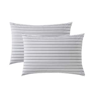 Coleridge Stripe 1-Piece Charcoal Cotton Standard Pillowcase