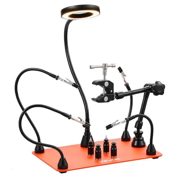 Magnetic Helping Hands Soldering Station, Third Hand Soldering Tool with 3X LED Magnifying Lamp, 4 PCB Holders, Cordless