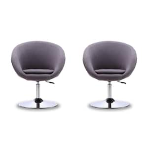Hopper Grey and Polished Chrome Twill Adjustable Height Accent Chair (Set of 2)