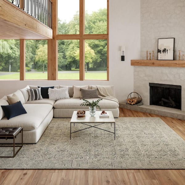 8 ft. x 12 ft. Blue Abstract Washable Area Rug