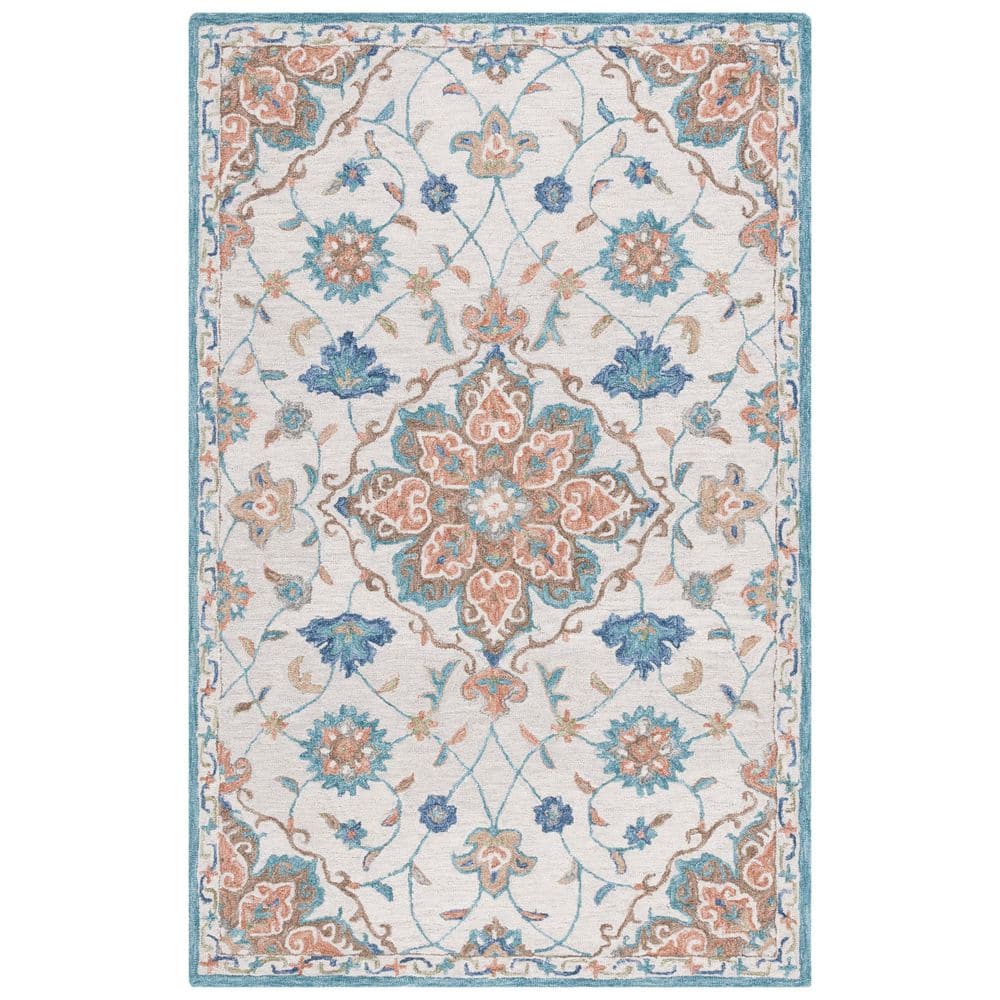 Blossom 4 ft. x 6 ft. Beige/Blue Floral Border Area Rug price history on PriceWatchPro