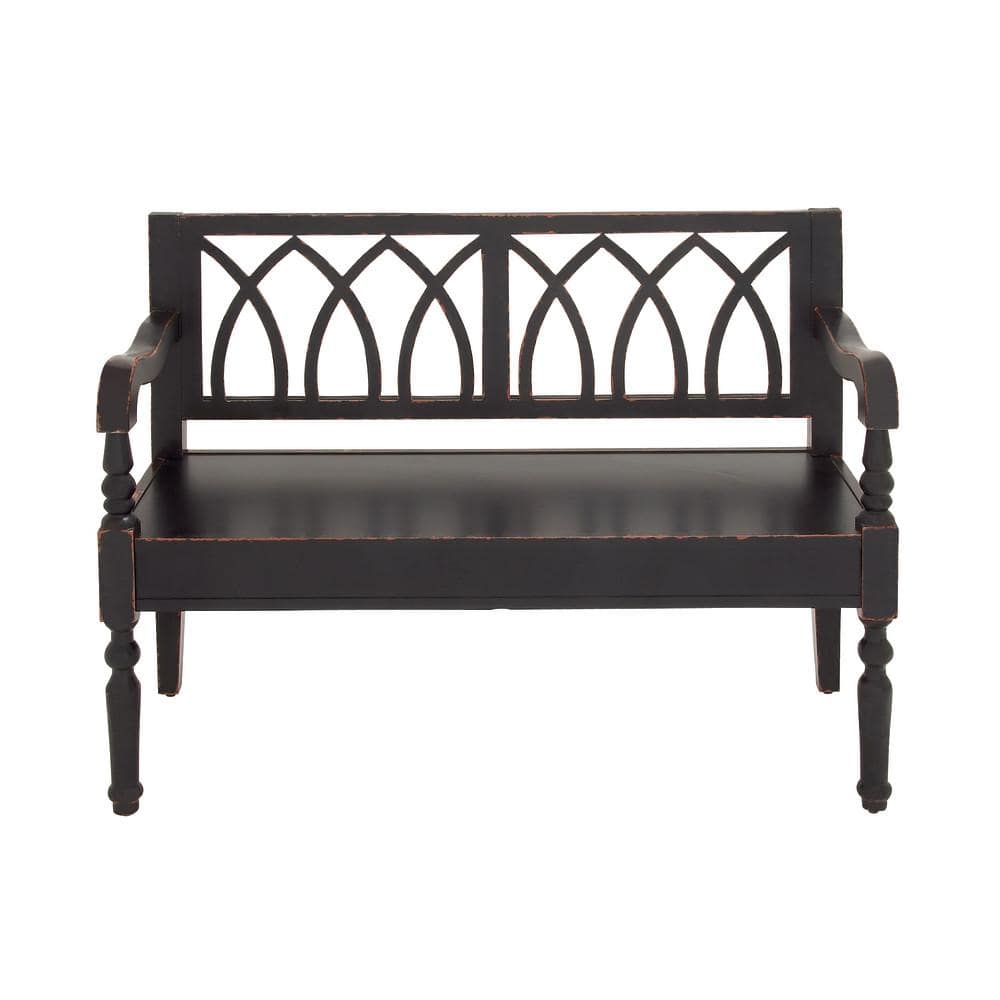 Natural Finish Dark Brown Wood Bench 48"W, 37"H