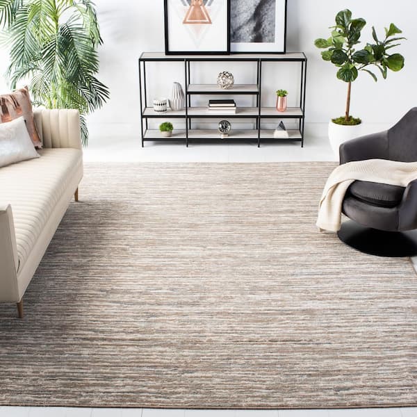 Pyramid 9 ft. x 12 ft. Gray/Ivory Striped Marle Area Rug