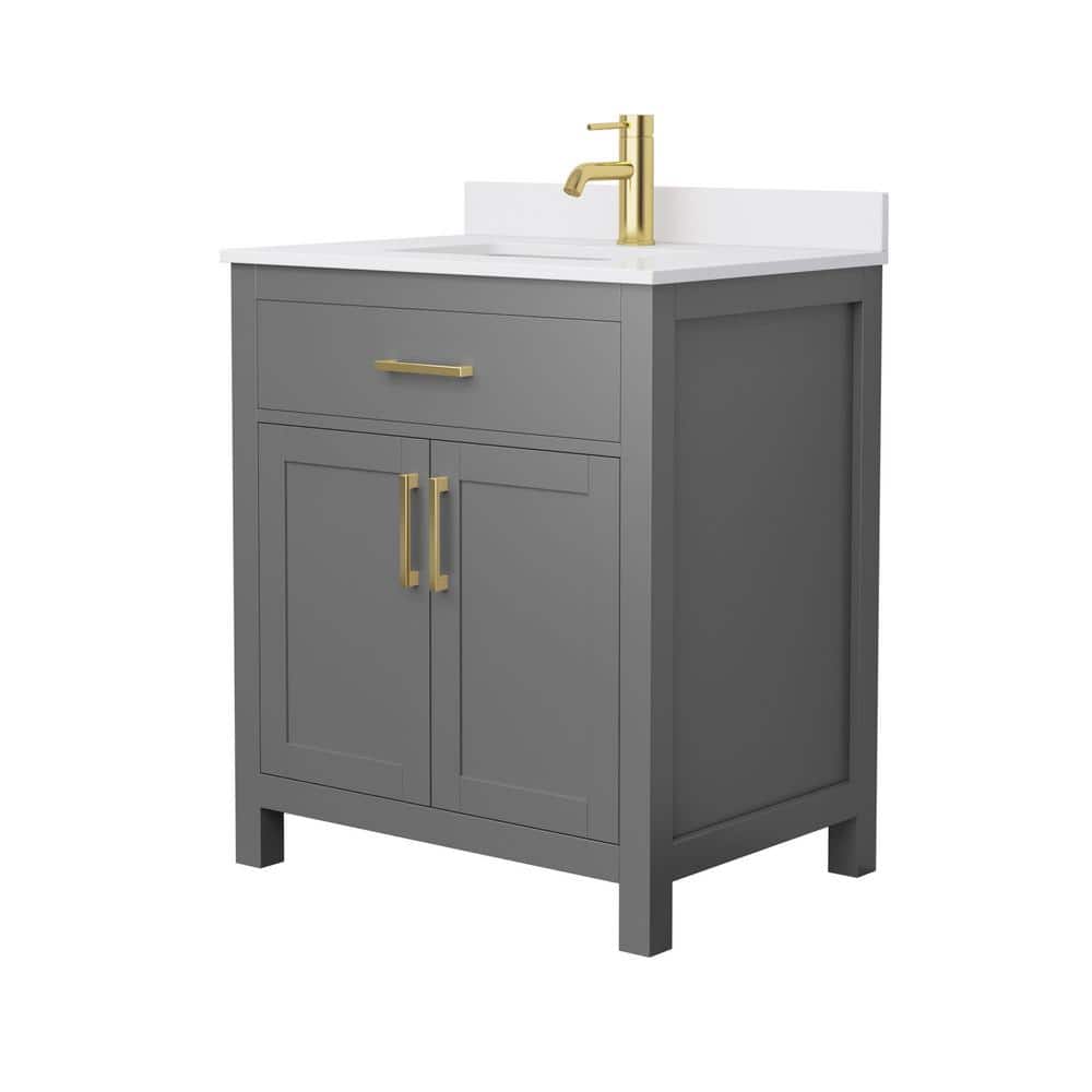 Beckett 30" Dark Gray Single Freestanding Vanity with White Marble Top