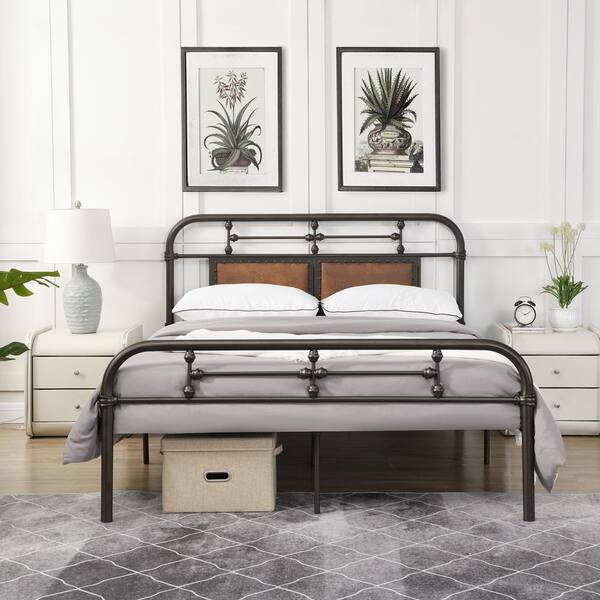 Metal Black Full Platform Bed With, How To Add Padding An Existing Headboard