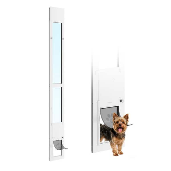 Dog Door for Sliding Glass Door, Adjustable Height, Aluminum Alloy Frame with Flap and Rotating Hinge, Lock Design