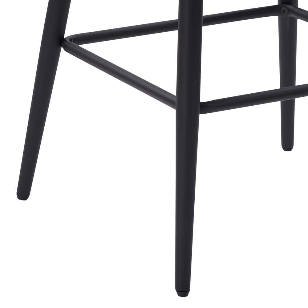 Elegant Luxe Black Velvet 28'' Barstool with Modern Iron Legs