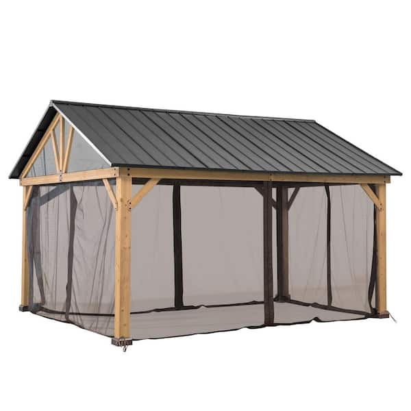 Sunjoy 13 ft. x 15 ft. Original Manufacturer Universal Replacement Netting Tube and Netting for Wood Gazebo with Gable Hardtop