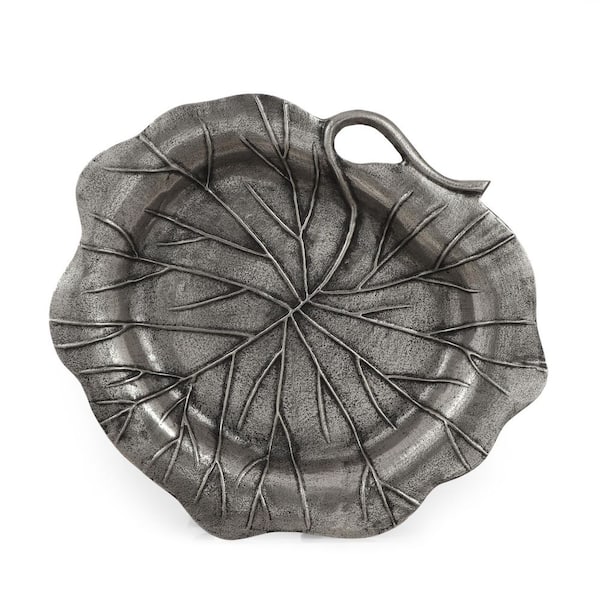 Unbranded Gray Antique Nickel Oval Stainless Steel 15 in. W Decorative Platter Perfect Gift Modern Design Table