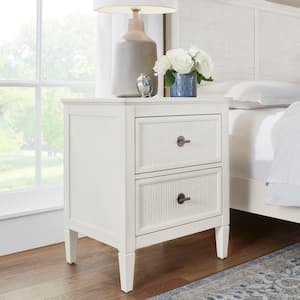 Marsden Ivory 2-Drawers 24 in. Cane Nightstand
