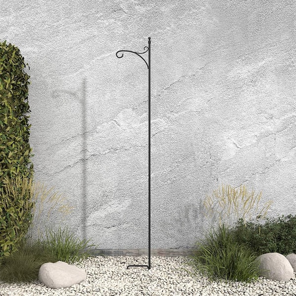 Torenia 84 in. Black Steel Shepherd Hook