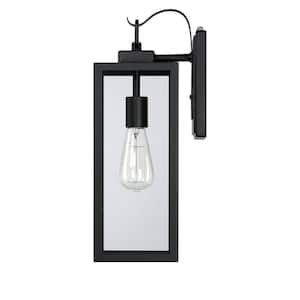 17.74 in. H 1-Light Matte Black Lantern Dusk to Dawn Sensor Fixture Outdoor Wall Sconce(No Buld Included)