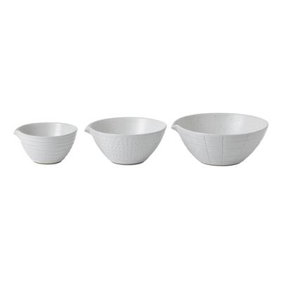 Gordon Ramsay Maze Grill Mixed Pattern 3-Piece White Stoneware Dipping Bowl Set (Service for 3)